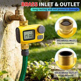 Boltigen Upgraded Water Hose Timer with Brass Inlet & Outlet, Waterproof & Programmable Design Metal Sprinkler Timer Rain Delay & Manual Watering, for Outdoor Garden Irrigation Lawn Yard Spigot Faucet