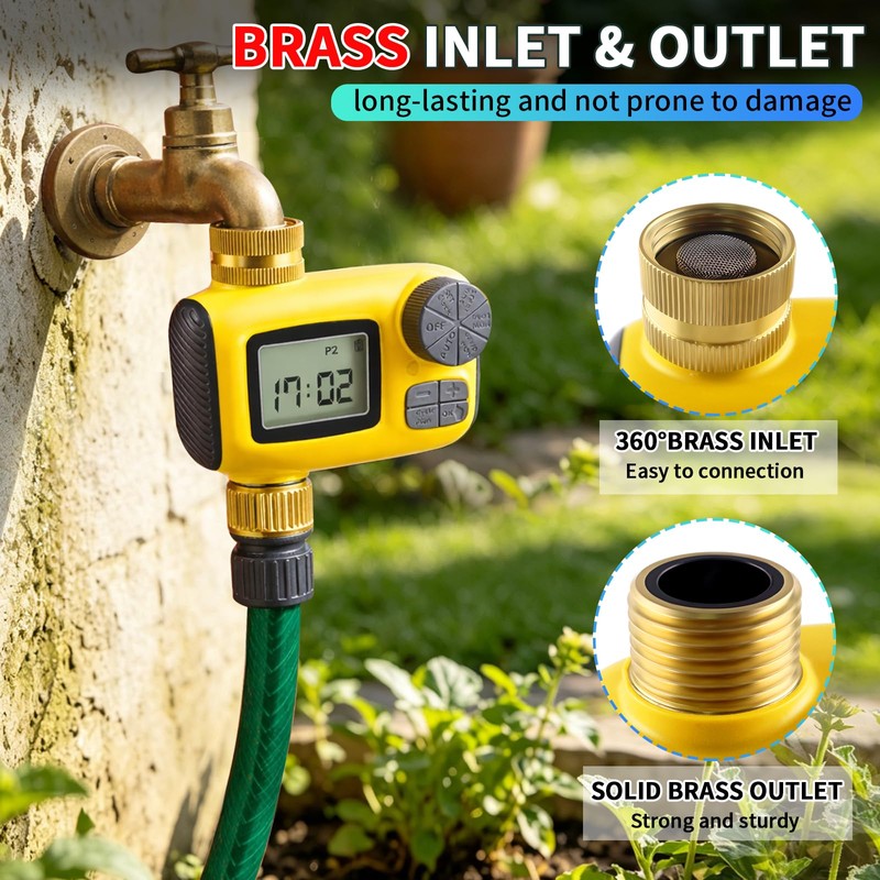Boltigen Upgraded Water Hose Timer with Brass Inlet & Outlet,