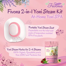 Fivona Yoni Steam Kit 2-in-1 Bundle of Steaming Seat with Pink Magic Herbs Bundle - at Home V-SPA Cleansing Set for Toilet Bowl - Detox and Rejuvenate with All-Natural Herbal Therapy