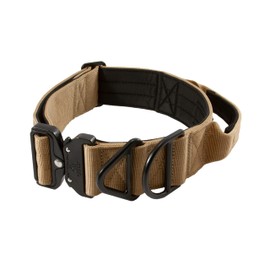 Tacticollar - 2 inch Tactical Dog Collar with Handle for Medium and Large Dogs, Mil Spec Nylon Collar, Quick-Release Metal Buckle, Neoprene Padded Inside (Medium, Coyote Brown)
