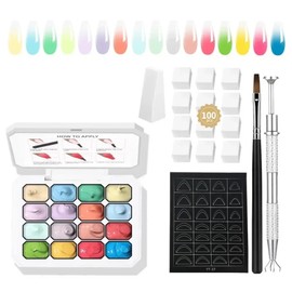Gradient Palette Pat Painting Semi Permanent Soak Off UVLED Bar with 100 Sponges for Gel Nail Design, 05 6 / 그라데이션 팔레트 패트 페인팅 젤 네일 디자인용 스펀지 100개 포함 세미 퍼머넌트 소크 오프 UVLED 바, 05 6