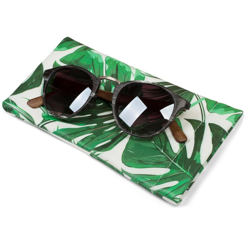 styleBREAKER Case for Sunglasses with Palm Tree Print and Cleaning