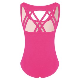 Phineein - Maillot de gimnasia sin mangas para niñas - Unitards atléticos cruzados para niños, Ciruela, 12-14years