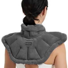 MORLIDEN Neck Heating Pad Microwavable for Shoulders, Warmer Wrap Microwave Heating Pad for Neck and Shoulders for Pain Relief - Gray