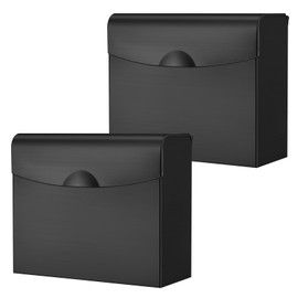 Tioncy 2 Pcs 9.5 x 7.9 in Sanitary Disposal Tampon Napkin Receptacle Wall Mounted Stainless Steel Flip Top Receptacle Bin Waste Holder Feminine Hygiene Container Bathroom Restroom (Black)
