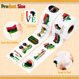 WATINC Juneteenth Stickers Roll - 1000Pcs June 19th Independence Day Sticker Freedom Day Celebration Patriotic Shaped Decals, African Afro American Festival Theme Party Supplies Decoration Favors