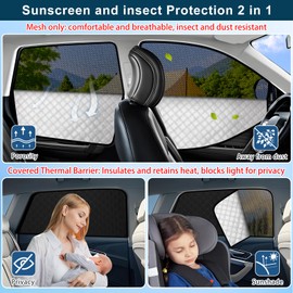 XCBYT Car Window Shades for 2019-2024 RAV4 | 2-in-1 Breathable Mesh & Blackout Side Window Covers | UV Protection & Privacy for Baby Naps, Camping & Car Rest (4 PCS)
