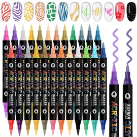 48 Colors Nail Art Pens Set 3D Acrylic Paint Nail Art Quick-Drying, EBANKU Nail Point Dotting Liner Pen Sets for Home & Salon Nail DIY, 24 Count Dual-Tip Nail Pens