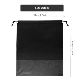 GAOHAN 10 Pcs Travel Shoe Bag,Shoe Bags,Shoe Bags for Travel,Drawstring Non-Woven Shoes Storage Bags with Transparent Window for Daily and Travel Use(Black)