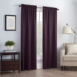 Eclipse Canova 42" x 63" Rod Pocket Single Panel Privacy Window Treatment Living Room, 42x63, Plum