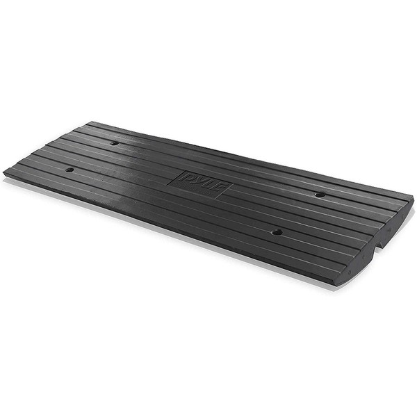 Car Driveway Curbside Bridge Ramp - Heavy Duty Rubber Threshold Curb Ramp, Used for Loading Dock, Garage, Sidewalk, Truck, Scooter, Bike, Motorcycle, Wheelchair Mobility, Other Vehicle - Pyle