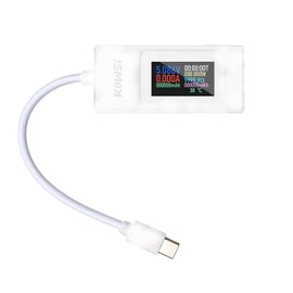 HUAZIZ USB C Tester Type C Meter Multimeter Voltmeter Current Meter 0-6.5A 4-30V, USB C Current Meter, Type C USB Charger with White LCD Display, Display Power Current Voltage Temperature