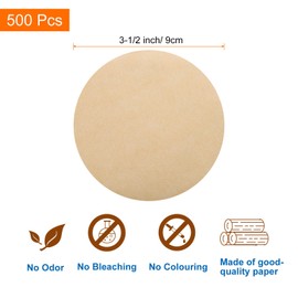 QUARKZMAN 500 Stück Pergamentpapier-Runden 3-1/2 Zoll, Rundes Pergamentpapier Antihaftbeschichtung zum Backen von kleinen Kuchen, Trennen von gefrorenem Fleisch, Toasterofen, Braun