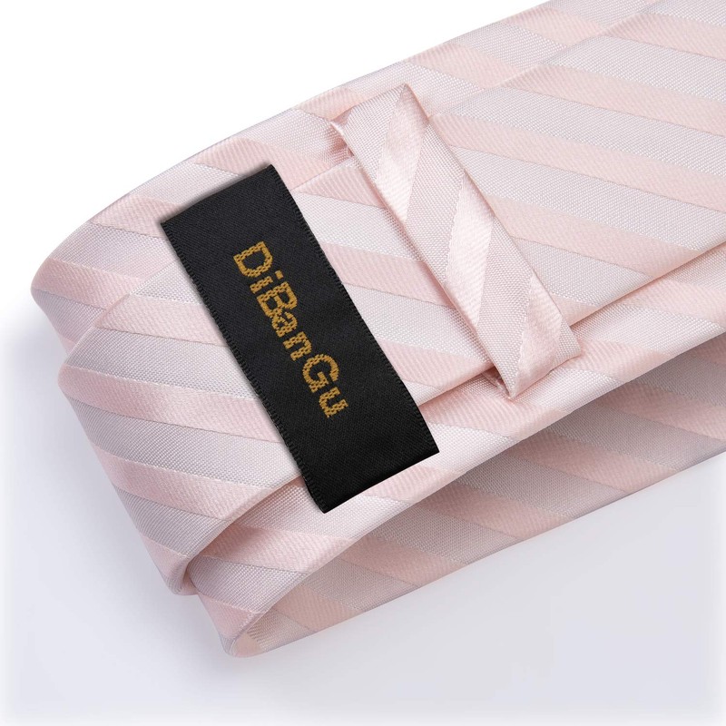 DiBanGu Men's Tie Set Silk Striped Checked Tie with Pocket
