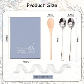Einweihungsgeschenk Haus, Geschirrtuch mit Spruch Neuen Zuhause Geschirrtuch zum Einzug + Holzlöffel + 2 Kaffeelöffel Geschenk aus für Umzug Neues Zuhause Wohnung Geschenk(Viele Schöne Momente)