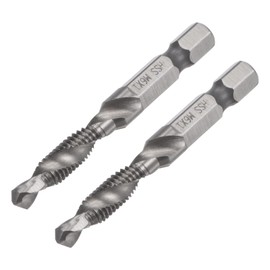 sourcing map 2 Pieces Combined Drill Tap TiAlN Coated Cobalt Spiral Cutting Tool Replacement M6 x 1