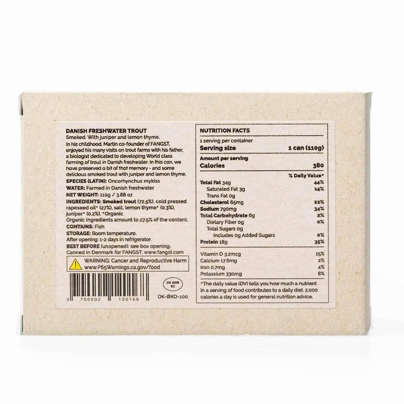 Fangst Regnbue Orred | Tinned Smoked Freshwater Trout with Juniper