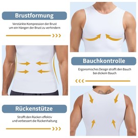 Wivzo Body Shaper Men's Sleeveless Elastic Tight Compression Shirt Tummy Control Undershirt Waist Shaper Tank Top Shapewear, White, XL
