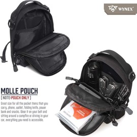 WYNEX - Bolsa táctica Molle pequeña, bolsa de utilidad EDC para herramientas tácticas, bolsa compacta multiusos, incluye parche de bandera, mini diseño de mochila de asalto de 3 días