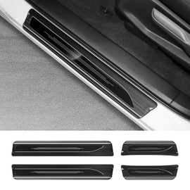 Bercicci 4 Pcs Door Sill Protector Compatible with Honda CRV 2022 2021 2020 2019 2018 2017 Accessories Stainless Steel Front and Rear Door Car Pedal Kick Protection (Black Brushed)