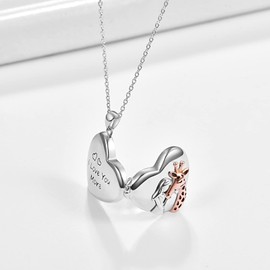 praymos Giraffe Necklace for Girls Photo Necklace 925 Sterling Silver Pendant Giraffe Necklace Girls Embrace Giraffe Gifts for Girls Women Giraffe Lover