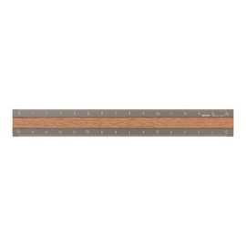 Midori 42304006 Ruler, Aluminum & Wood, 5.9 inches (15 cm), Gray