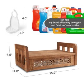 Besuerte Farmhouse Hanging Liquid Detergent Holder - Wood Laundry Shelves Wall Mounted- Detergent Organizer for Laundry Room- Laundry Room Storage Accessories Dispenser (Nut Brown)