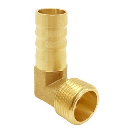 Joywayus Brass Garden Hose Fitting 90 Degree Elbow 3/4" Barb x 3/4" GHT Male Thread for Garden Hose Water Pipe