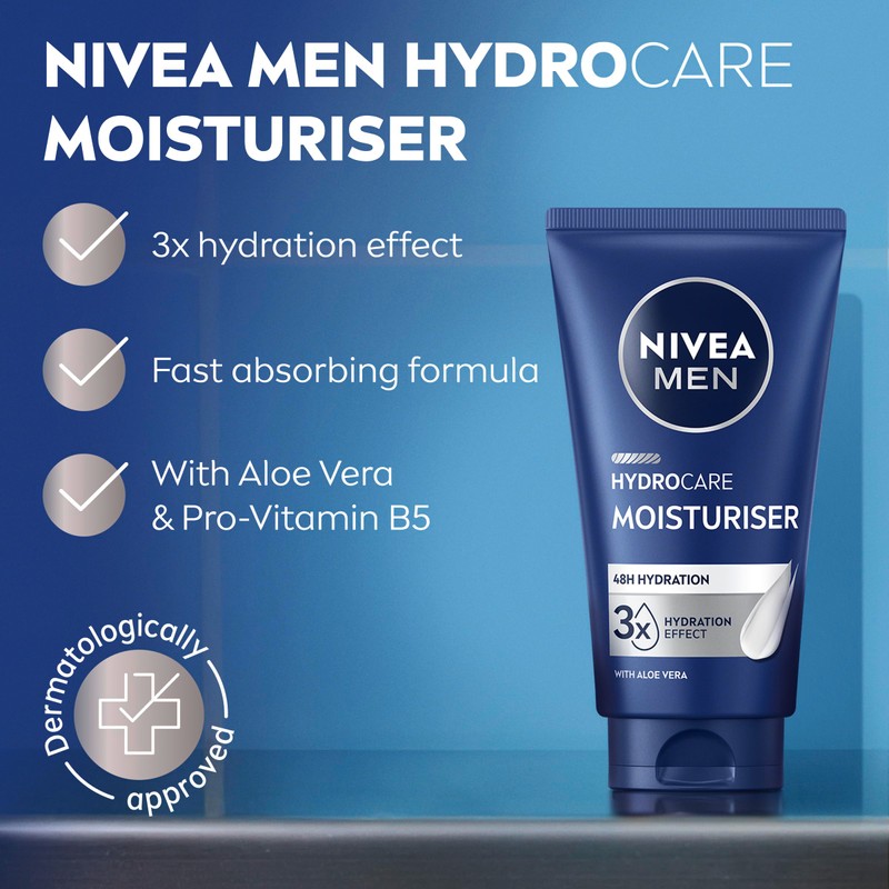 NIVEA MEN Hydrocare 48H Moisturiser, Pro-Vitamin B5 and Aloe Vera,