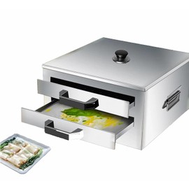 INTSUPERMAI Rice Noodle Rolls Machine 2 Layer Rice Noodle Roll Steamer Machine with Stainless Steel Extra Tray Scraper Stainless Steel Guangdong Changfen Cookware