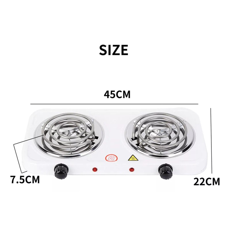 Cuory Parrilla Eléctrica Dos Quemadores Doble Termostato Estufa Color Blanco