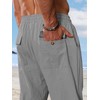 TAFLE Mens Linen Pants Casual Summer Beach Pants Elastic Waist