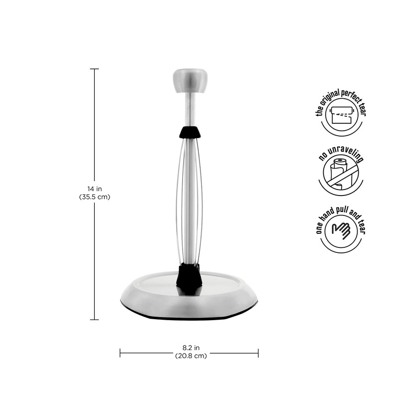 Kamenstein Hexagon Base Perfect Tear, Stainless Steel Countertop Paper Towel