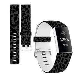 ALTEKO Bands Compatible with Charge 4 / Charge 3 / Charge 3 SE for Women Men, Soft Silicone Sport Replacement Band, Cute Wristbands Strap Fitness Sport Band, Luxury Black Leopard