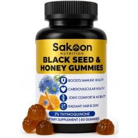 Black Seed Oil & Honey Gummies – Natural Supplement for Hair, Skin & Overall Health, No Gelatin, Vegan, Fitness Support, Dietary Vitamins, 30 Gummies