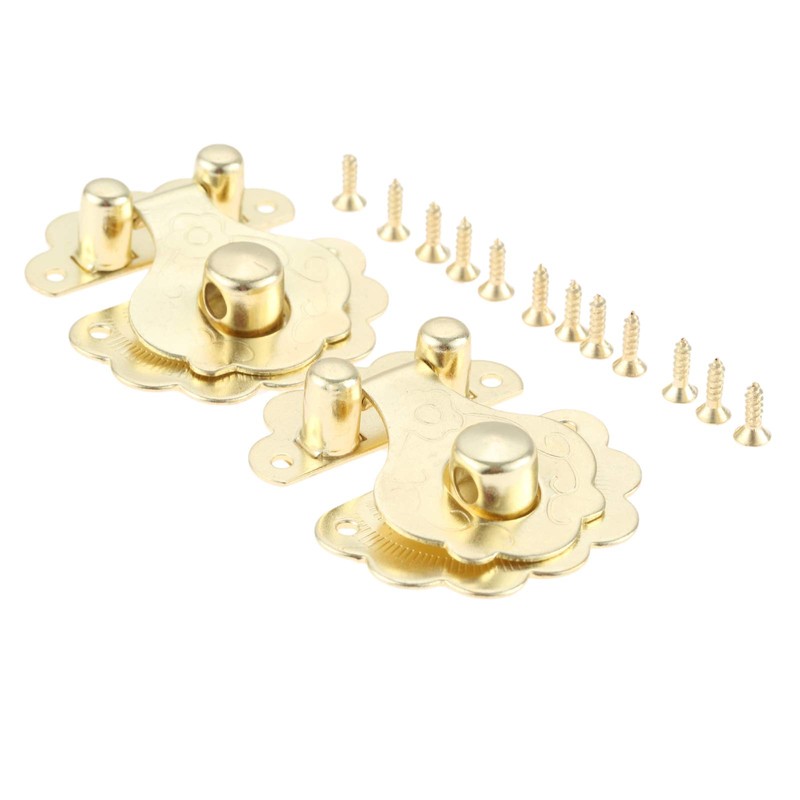 2 Pcs Box Latch Clasps with 12 Screws Flower Shape