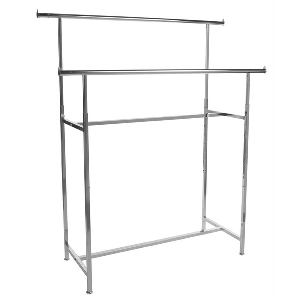 Only Garment Racks Double Rail Clothing Display Rack with Height-Adjustable