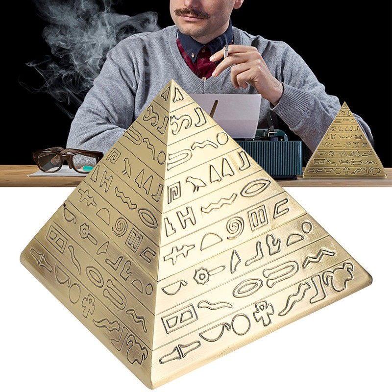 Metal Ashtray with Cover Retro Office Ornaments Smoking Gifts Egyptian