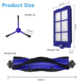 Replacement Filter Brush Set Compatible with E-ufy RoboVac X8 Series Robotic Vacuum Cleaner Accessories