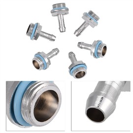 G1/4" Barb Fitting Adapter, Hose Barb to Pipe Fittings Connect for PC Computer Water Cooling System, 6 PCS(6mm)