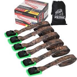 XSTRAP STANDARD Padded Cam Lock Buckle 6PK 8FT Powersports Tie-Downs Camouflage Lashing Straps with Carrying Bag, for Securing Cargo, Luggage, Car Roof Rack
