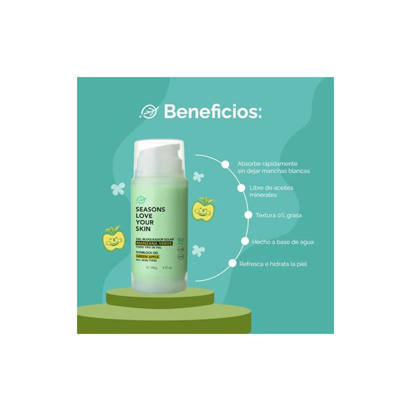 Seasons Love Your Skin Protector Solar Facial Gel Manzana Verde