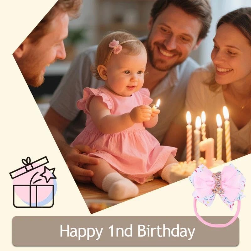 Guqqeuc 1st Birthday Party Bow Headbands for Toddler Baby Girl