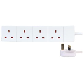 Pro Elec PEL00893 4-Gang Extension, White, 0.25 m Lead