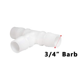 Quickun 3/4" Hose Barb T Shaped Tee Type 3 Way Equal Barbed Fitting Plastic Joint Splicer Mender Union Adapter for Air Line Tube Hose (Pack of 2)