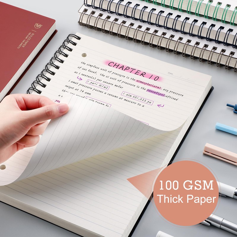 EMSHOI A4 Spiral Notebook College Ruled Lined Journal, 11.2" X
