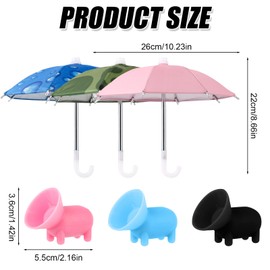 lasuroa 3pcs Phone Umbrella for Sun, 10.23x8.66in Cell Phone Umbrella Sun Shade Cell Phone Outdoor Sunshade Multifunctional with Pig Style Suction Cup for Sun Adjustable Glare Blocking