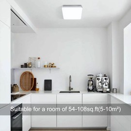 VIPMOON 18W Led Ceiling Light Square Silver Edge Indoor Flush Lighting Ceiling 6500K Ceiling Lamp Cold White Energy Efficient Slim Ceiling Lamp for Barthroom Kitchen Balcony Passage Hallway