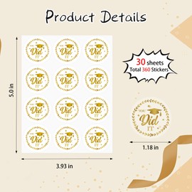 Lucleag Graduation Envelope Seals Stickers, 360 PCS Clear Gold PVC, You Did It Design with Glitter for Class of 2023, Party Gifts Present Decorations