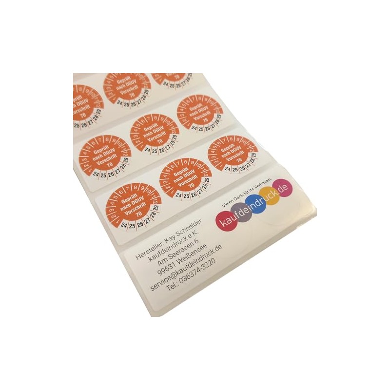 50 test labels, 18 mm, tested according to DGUV regulation